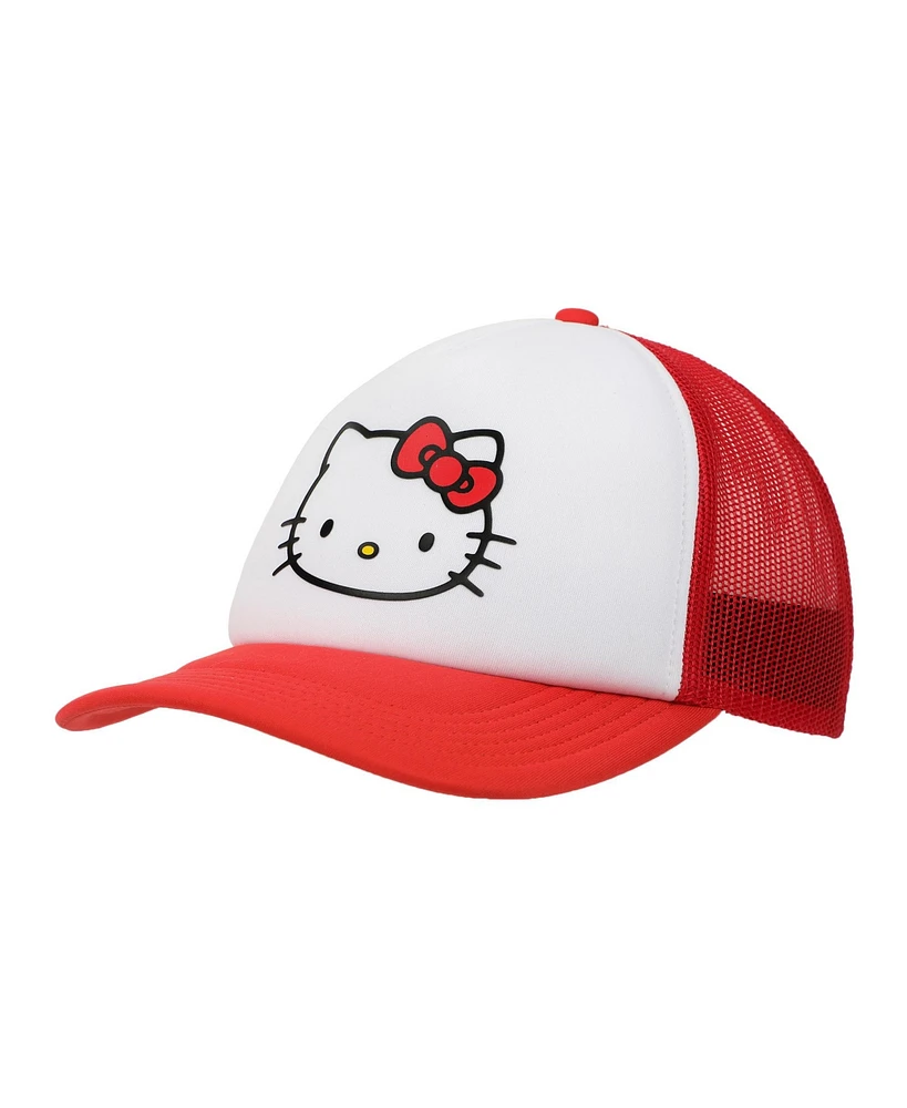 Hello Kitty Character Face Red & White Trucker Hat