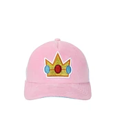 Super Mario Bros Princess Peach Rhinestone Crown Pink Trucker Hat-osfa