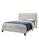 Upholstered Bed Frame with Padded Headboard for Bedroom Comfort
