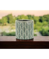 Ceramic Round Planter with Geometric Pattern – Versatile Pot for Home & Garden