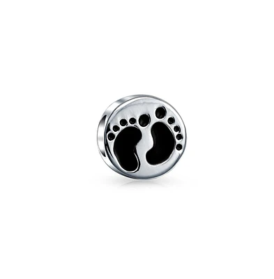 Bling Jewelry Family Tiny Feet Foot Prints Charm Bead .925 Sterling Silver
