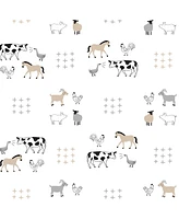 Lambs & Ivy Baby Farm Animals 100% Cotton Fitted Crib Sheet - White