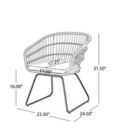 Outdoor Rattan Dining Chairs - Set of 2, Gray Base