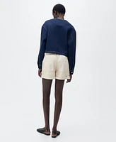 Mango Women's Rolled Hem Paper Bag Shorts