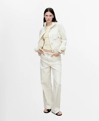 Mango Women's Belt Wide Leg Jeans