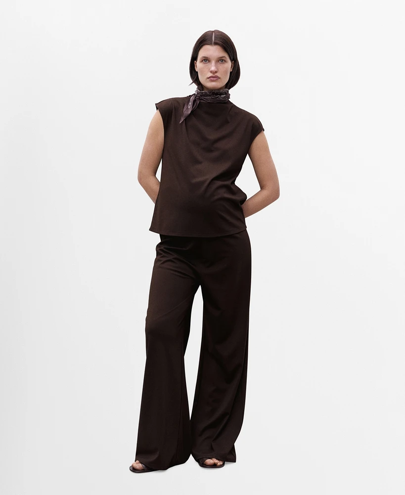 Mango Women's Fine-Knit Wide Leg Trousers