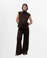 Mango Women's Fine-Knit Wide Leg Trousers