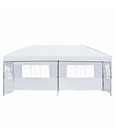 10x20 Pop Up Canopy Tent with Sidewalls & Wheeled Bag (White)