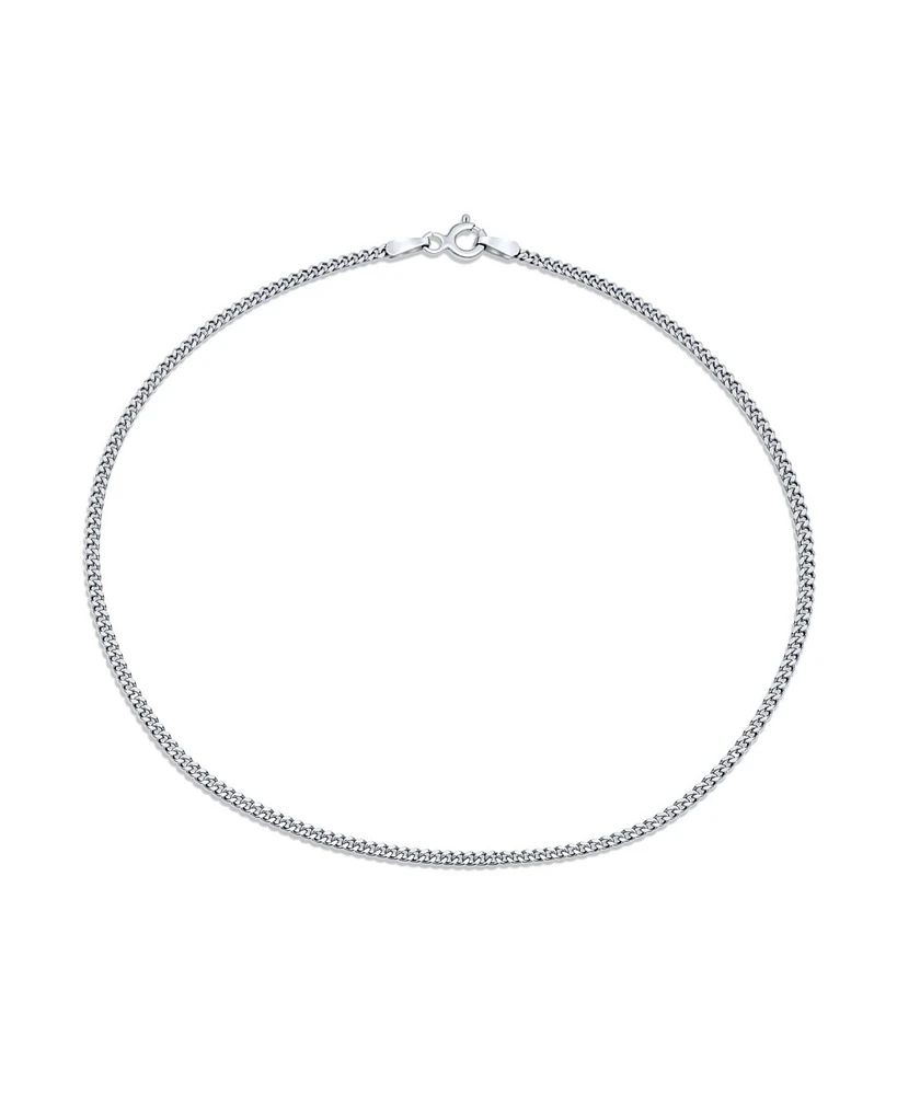 Bling Jewelry Simple Strong Plain Cuban Curb Chain Anklet Ankle Bracelet .925 Sterling Silver