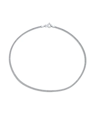 Bling Jewelry Simple Strong Plain Cuban Curb Chain Anklet Ankle Bracelet .925 Sterling Silver