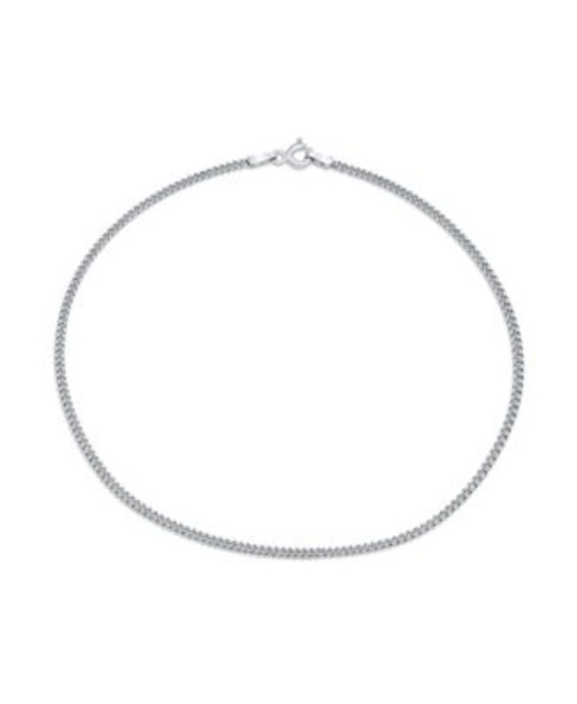 Bling Jewelry Simple Strong Plain Cuban Curb Chain Anklet Ankle Bracelet .925 Sterling Silver