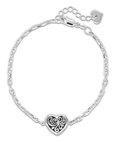 Devata Sweet Heart Filigree Chain Bracelet, 7.0 in adj to 8.0 in