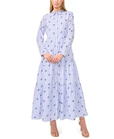CeCe Women's Long Sleeve Maxi Shirt Dress