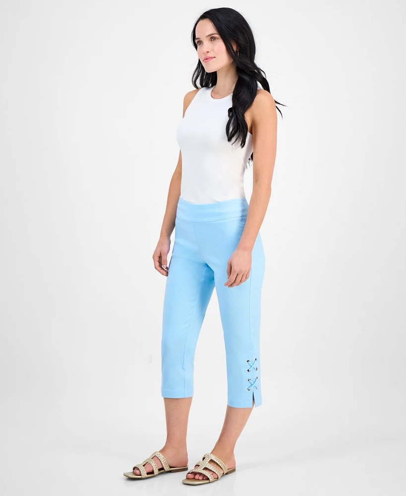 Jm Collection Petite Side-Lace-Up Capri Pants
