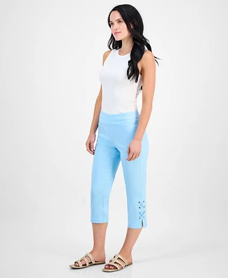 Jm Collection Petite Side-Lace-Up Capri Pants