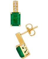 Le Vian Costa Smeralda Emerald (1-3/8 ct. t.w.) & Nude Diamond (1/20 ct. t.w.) Drop Earrings in 14k Yellow Gold