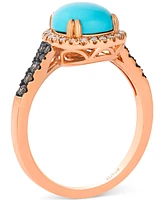Le Vian Robins Egg Blue Turquoise (1-3/4 ct. t.w.), Nude Diamond (1/6 ct. t.w.) & Chocolate Diamond (1/6 ct. t.w.) Ring in 14k Rose Gold