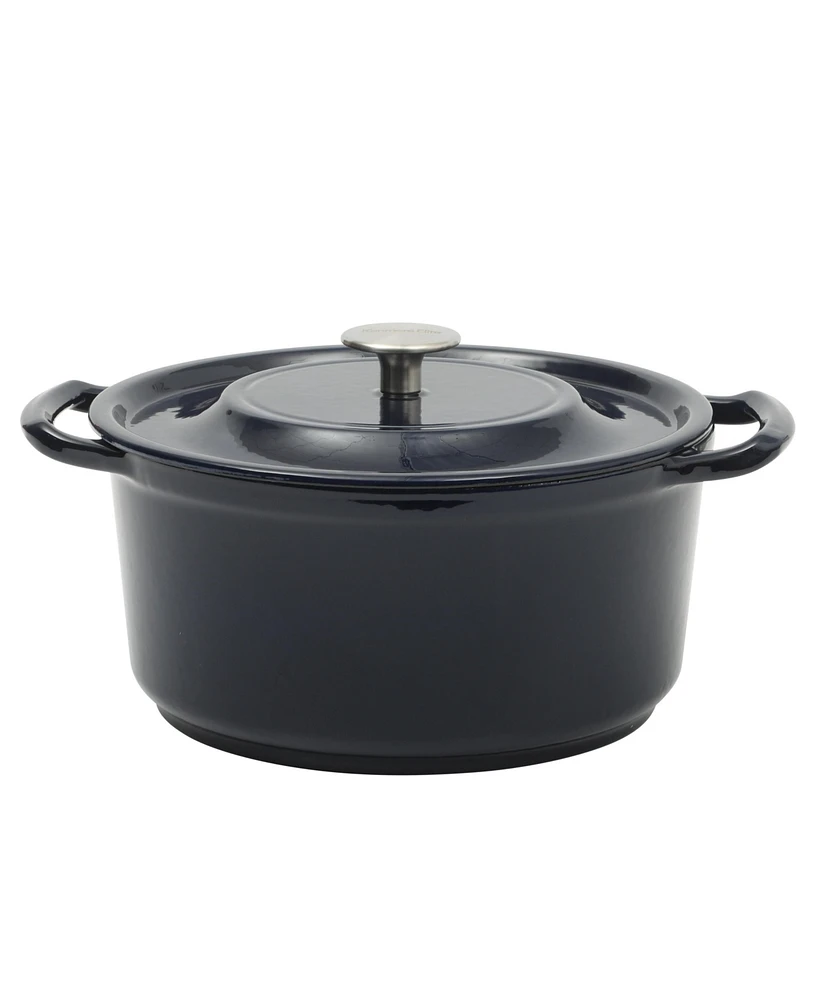 Kenmore Oak Park 5Qt Cast Iron Dutch Oven Casserole With Lid Metallic Enamel - Gunmetal Grey