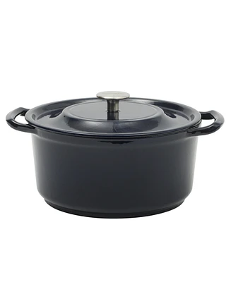Kenmore Oak Park 5Qt Cast Iron Dutch Oven Casserole With Lid Metallic Enamel - Gunmetal Grey