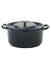 Kenmore Oak Park 5Qt Cast Iron Dutch Oven Casserole With Lid Metallic Enamel - Gunmetal Grey