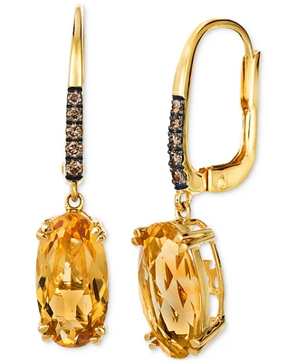 Le Vian Chocolatier Cinnamon Citrine (3-3/4 ct. t.w.) & Chocolate Diamond (1/10 ct. t.w.) Earrings in 14k Yellow Gold
