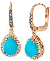 Le Vian Robins Egg Blue Turquoise (2-3/4 ct. t.w.), Nude Diamond (1/4 ct. t.w.) & Chocolate Diamond (1/10 ct. t.w.) Earrings in 14k Rose Gold