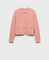 Mango Women's Jewel Buttons Tweed Effect Jacket