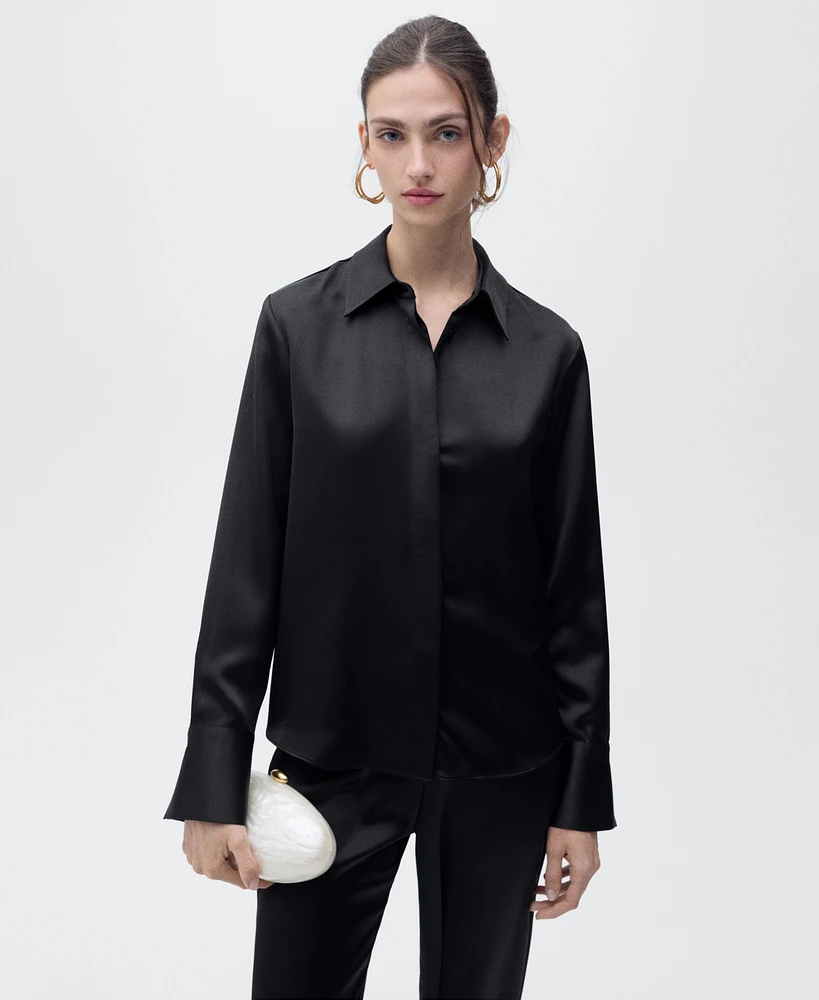 Mango Women's Regular-Fit Satin Shirt