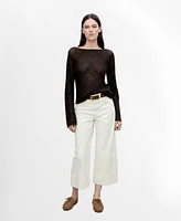 Mango Women's Cotton Openwork Knit Sweater