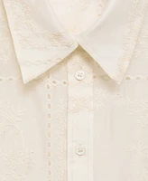 Mango Women's Floral Embroidery Lyocell Shirt