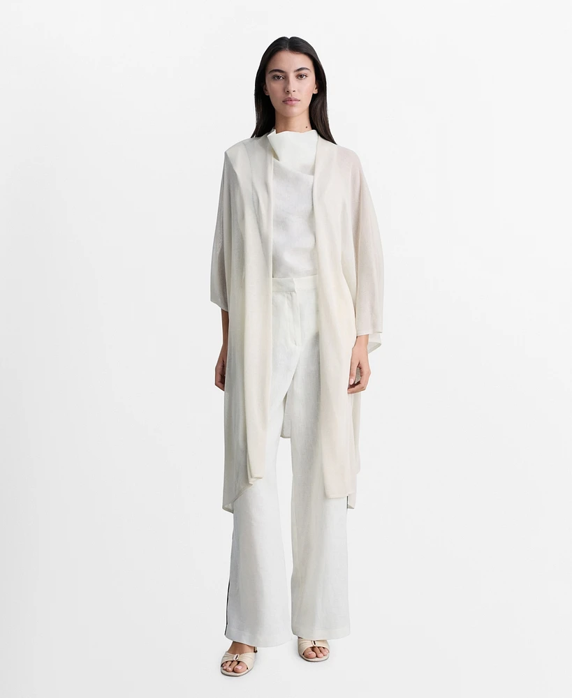 Mango Women's Fine Knit Long Cardigan Sweater