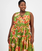 Anne Klein Plus Floral Chiffon High-Low Dress