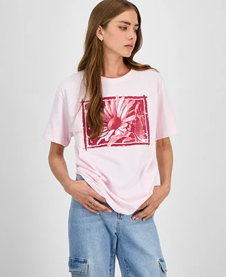Rebellious One Juniors' Flower Art Graphic T-Shirt