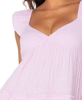Roxy Juniors' Palmy Days Cotton Smocked-Back Tiered Midi Dress