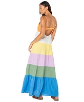 Roxy Juniors' Honolulu Glow Cotton Tiered Open-Back Maxi Dress