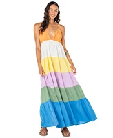 Roxy Juniors' Honolulu Glow Cotton Tiered Open-Back Maxi Dress