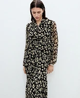 Mango Women's Long Flared Floral Skirt