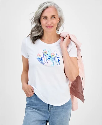 Style & Co Petite Iris Perfect Crewneck T-Shirt, Exclusively at Macy's