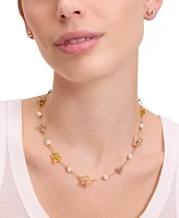 kate spade new york Gold-Tone Pastel Petals Scatter Necklace, 16" + 3" extender
