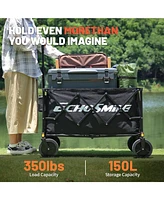 EchoSmile Heavy Duty 350 Lbs Capacity Collapsible Wagon, Outdoor Folding Camping Wagons, Grocery Portable Utility Cart, Adjustable Rolling Carts, All