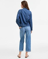 Tommy Hilfiger Womens Chambray Utility Bomber Jacket Crochet Trim Sweater Tank Chambray Utility Jeans