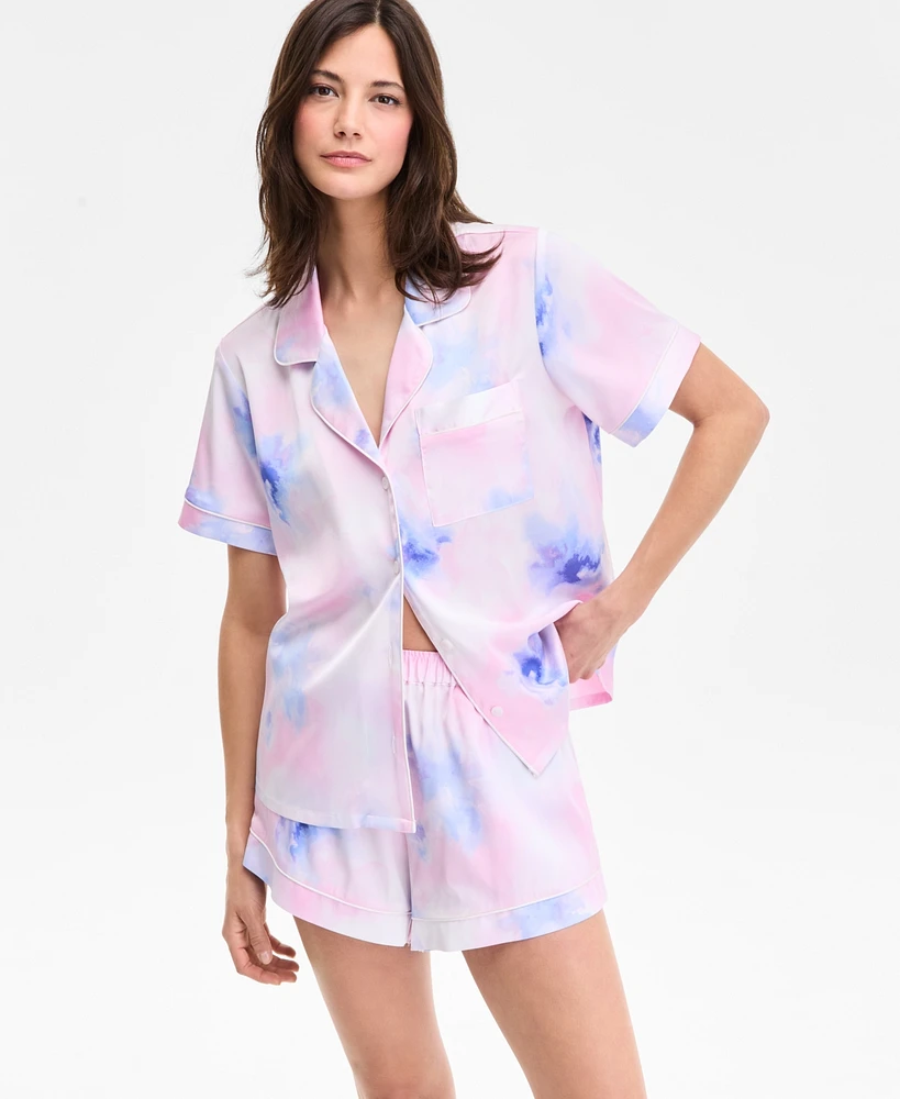 I.n.c International Concepts Women's Stretch Satin Short-Sleeve Pajama Set, Exclusively at Macy's