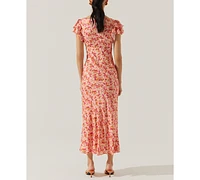 Astr the Label Women's Maisy Floral Print Flutter Sleeve Midi Dress