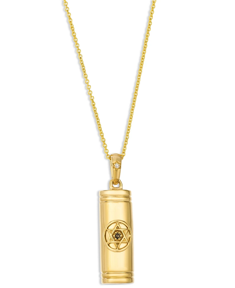 Le Vian Vanilla Diamond & Chocolate Diamond Mezuzah Pendant Necklace in 14k Yellow Gold, 20"