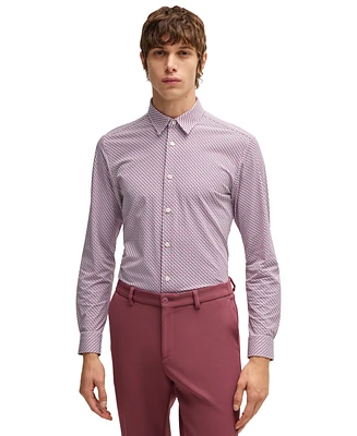 Boss by Hugo Men's Printed Slim-Fit Performance-Stretch Shirt