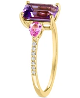 Lali Jewels Multi-Gemstone & Diamond (1/20 ct. t.w.) Ring 14k Yellow Gold