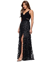 Xscape Petite Sleeveless Floral-Textured Gown