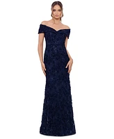 Xscape Petite Off-The-Shoulder Lace Gown