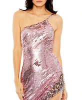 Mac Duggal Women's Rhinestone Detail One Shoulder Sequin Gown