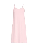 Lands' End Women's Cotton Interlock Tank Above the Knee Nightgown with Embroidery